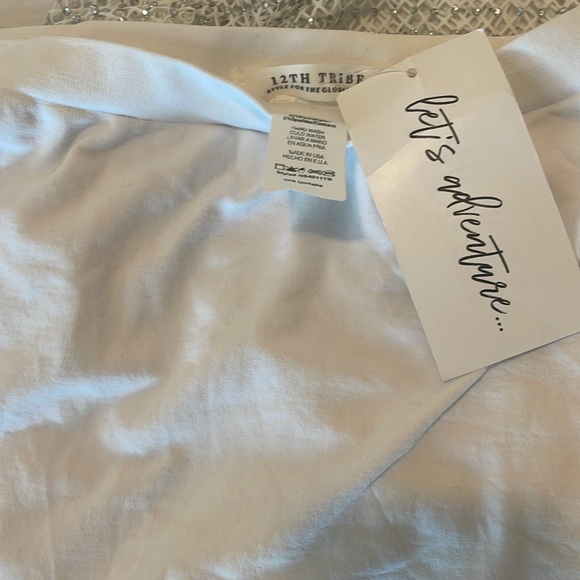 12th tribe White slip with netted long sleeve mini dress never worn with tags - Picture 5 of 5